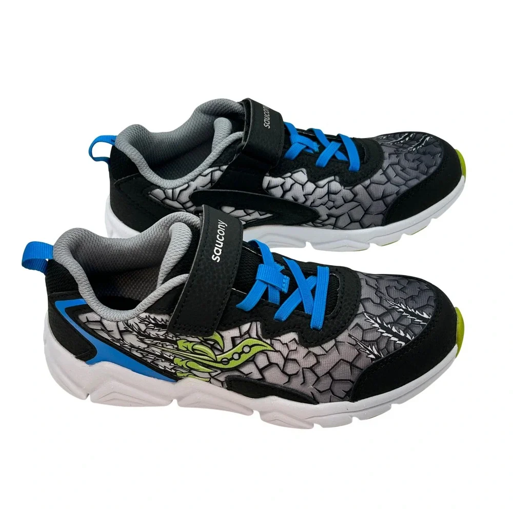 Saucony Kids Dragon Scale Athletic Sneakers Black Blue Green SK267957 3M Claw